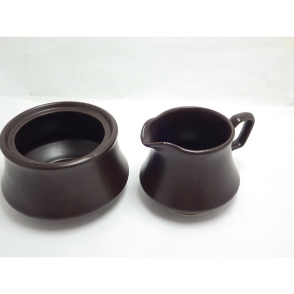 NIKKO Creamer Sugar Bowl Brown Stoneware Japan - Picture 5 of 16
